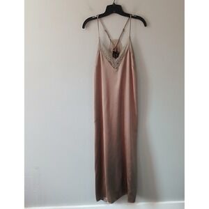 House of Harlow 1960 Women's Size Medium Maxi Slip Dress Lace Side Slit Satin